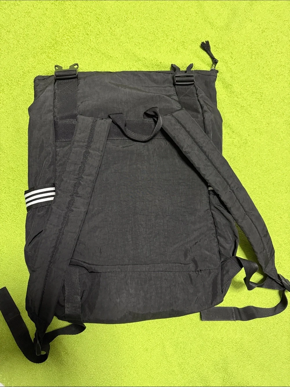 adidas Black Roll-Top Backpack with White Stripe Accents - Picture 3 of 8